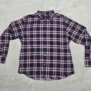 UNTUCKit Men's Flannel Plaid Shirt in Navy and Maroon Sz XL Outdoor